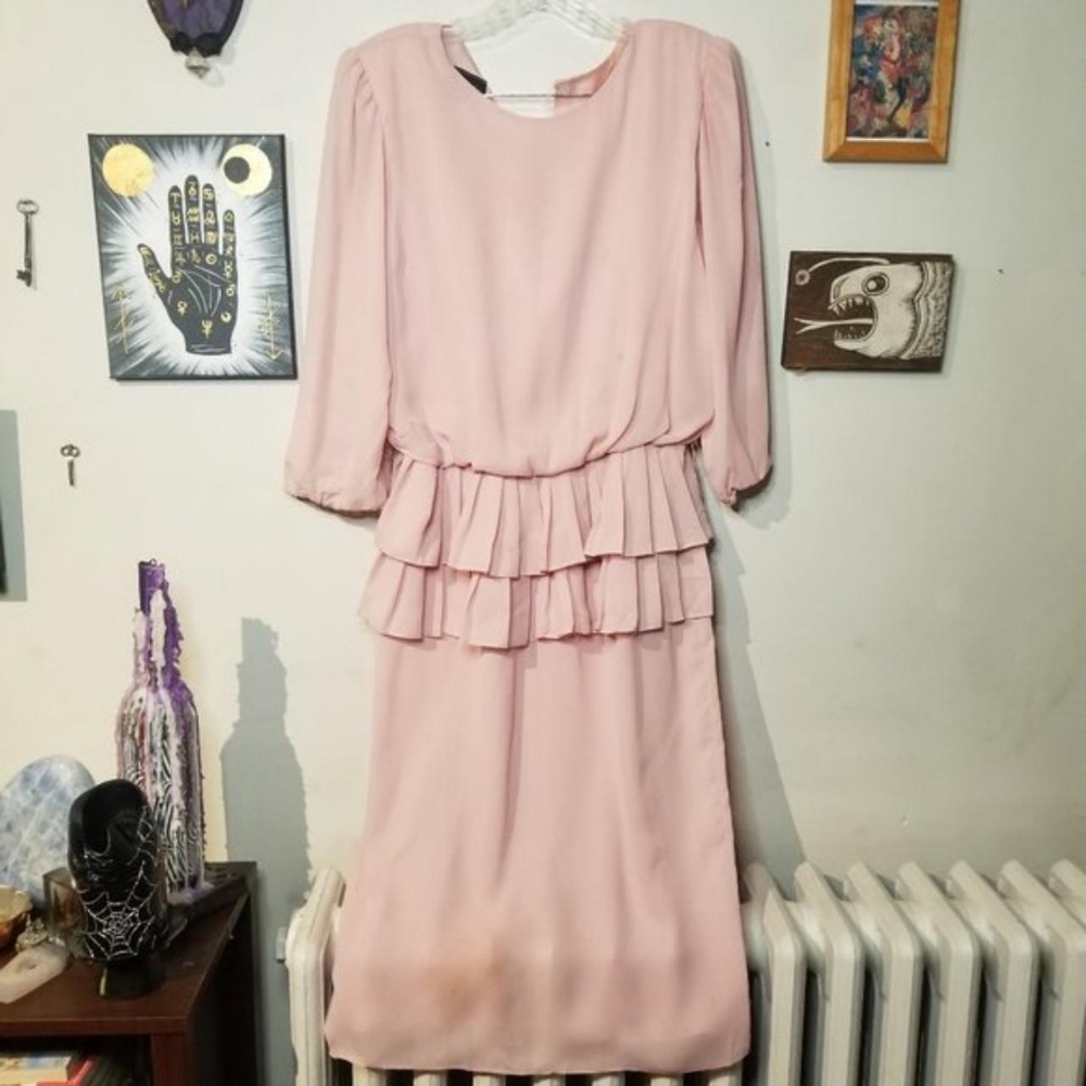Vintage Pink Silk Ruffled Dress Size 4